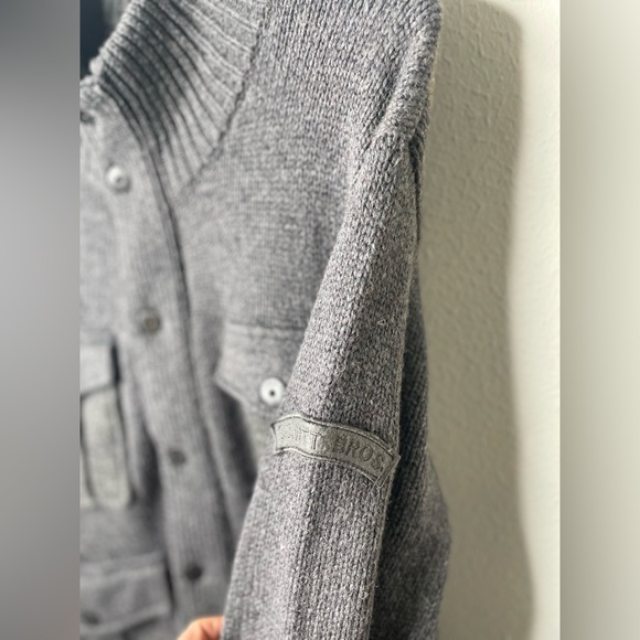 Schott NYC Army Type Garment Sweater Jacket Mens Large Gray Wool‎ - Picture 5 of 7